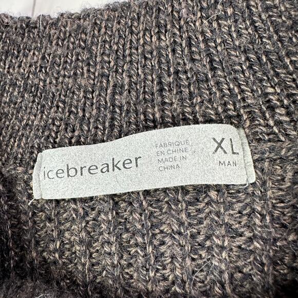 Icebreaker Sweater Mens XL Brown Hillock Wool Heavyweight Knit Warm Pullover - Picture 3 of 7